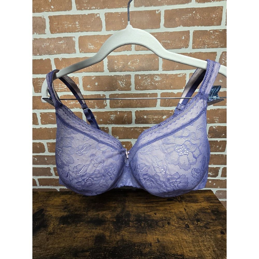 Cacique 44DDD Purple Lace Bow Full‎ Coverage Lightly Lined Underwired Bra